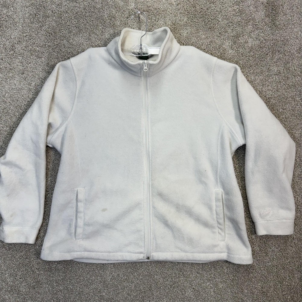Woolrich Fleece Jacket Womens 2XL Winter White Full Zip Mock Neck Mock Neck